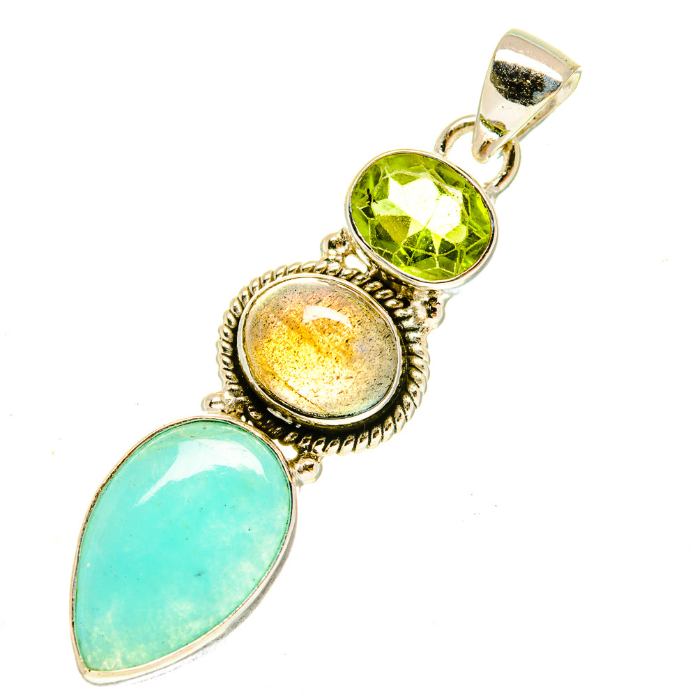 Peruvian Amazonite Pendants handcrafted by Anasilvercos - PD3446