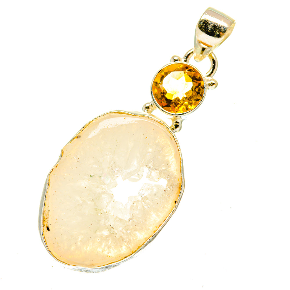 White Geode Slice Pendants handcrafted by Anasilvercos - PD3455