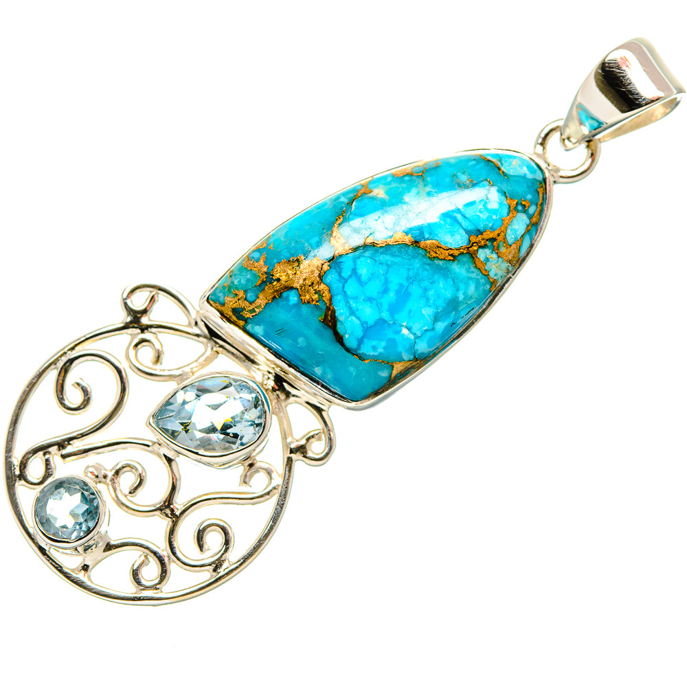 Blue Copper Composite Turquoise Pendants handcrafted by Anasilvercos - PD35023 - Photo 2