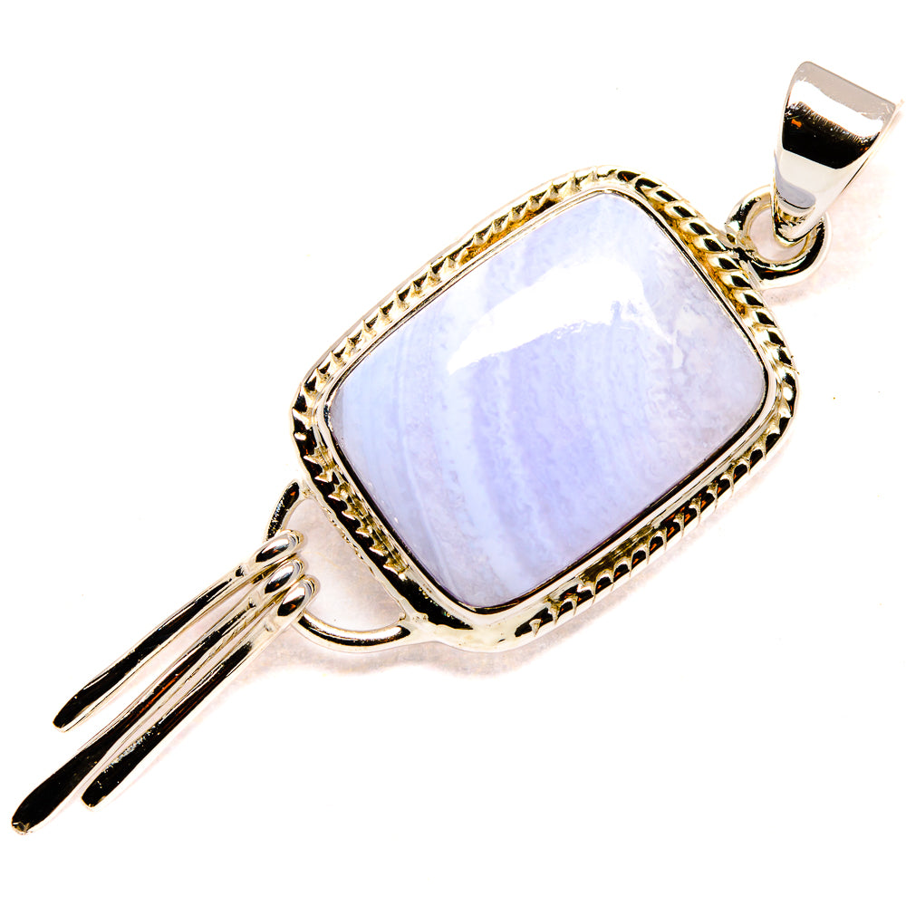 Blue Lace Agate Pendants handcrafted by Anasilvercos - PD35088 - Photo 2