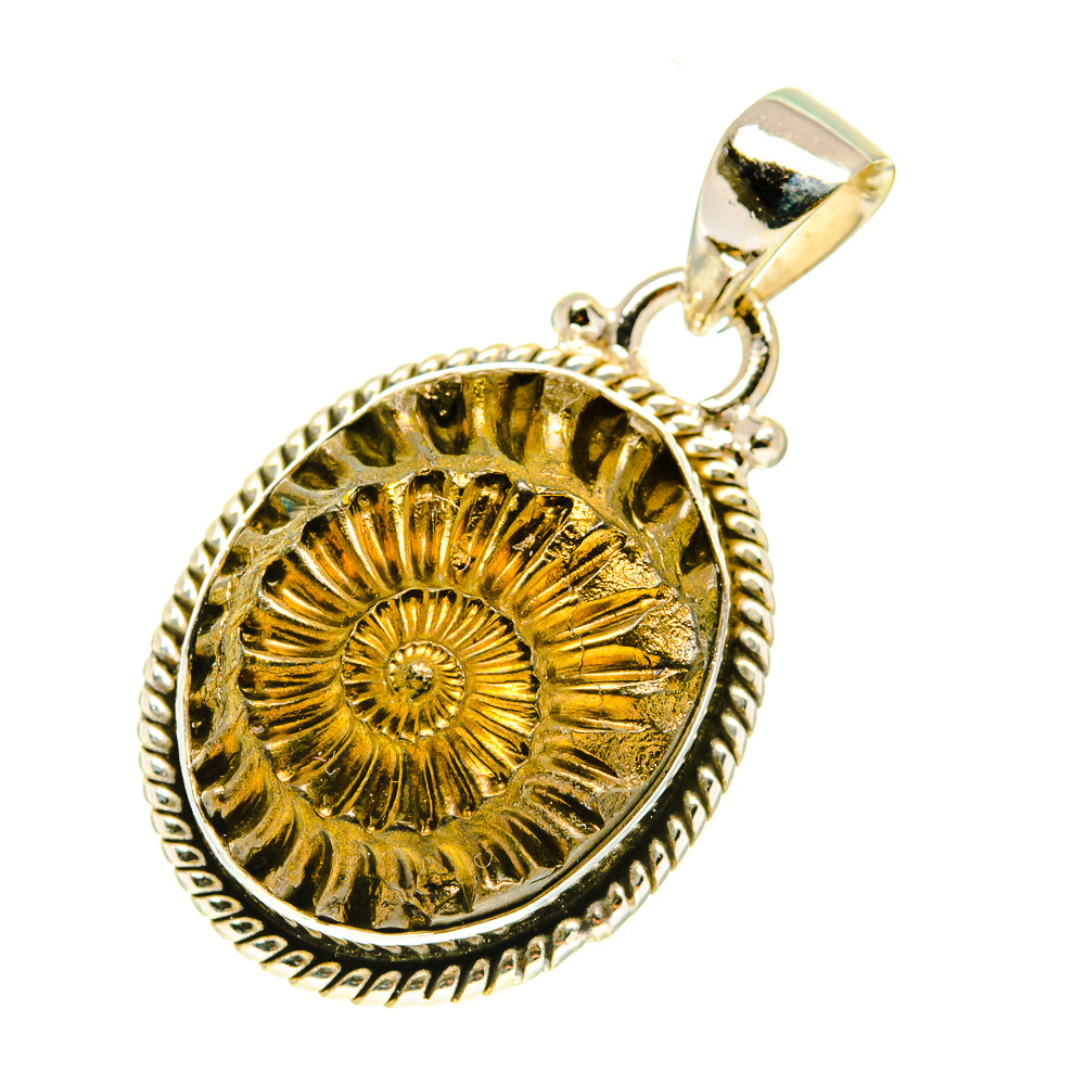 Pyrite Fossil Pendants handcrafted by Anasilvercos - PD3517