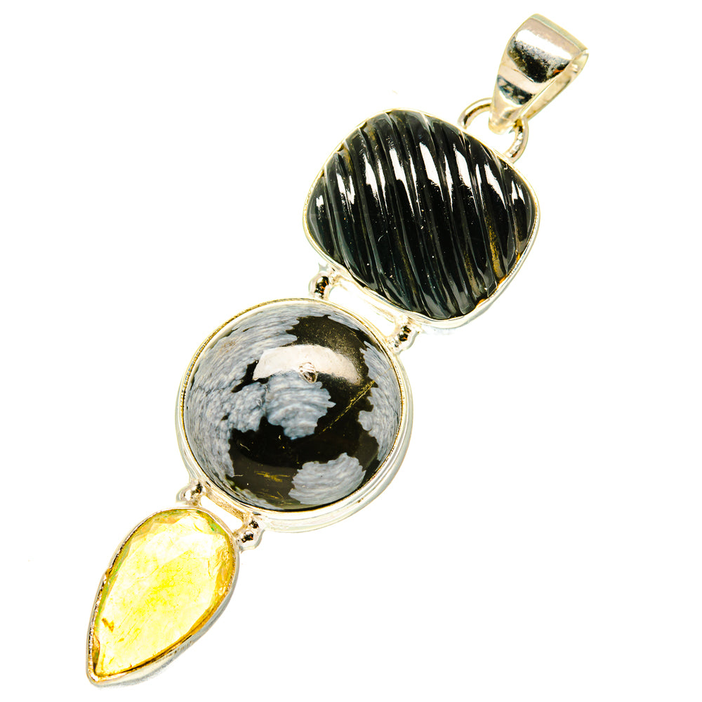 Snowflake Obsidian Pendants handcrafted by Anasilvercos - PD3527