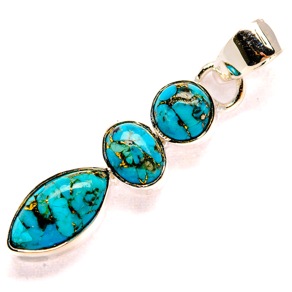 Kingman Mohave Turquoise Pendants handcrafted by Anasilvercos - PD35394 - Photo 2