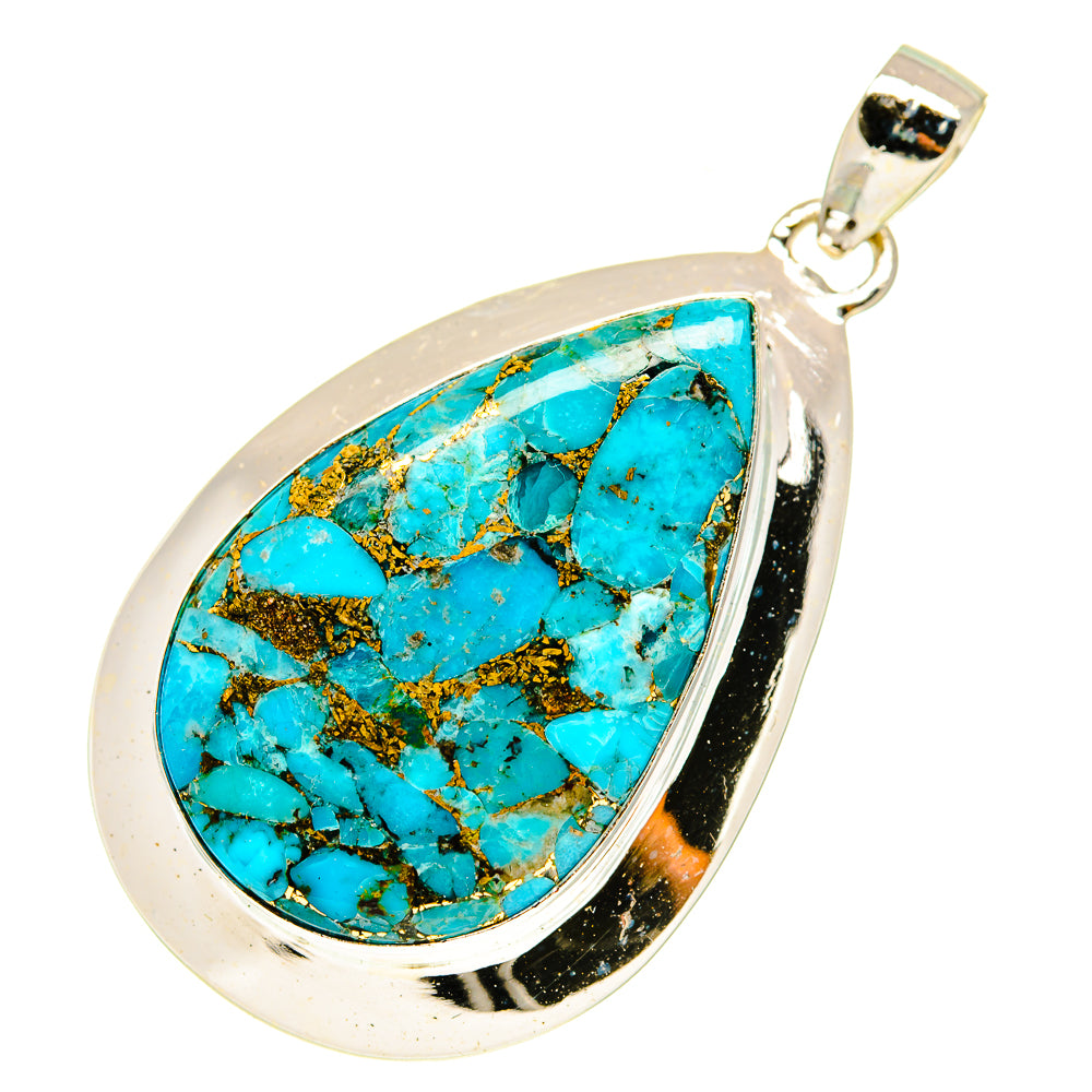 Blue Copper Composite Turquoise Pendants handcrafted by Anasilvercos - PD3552