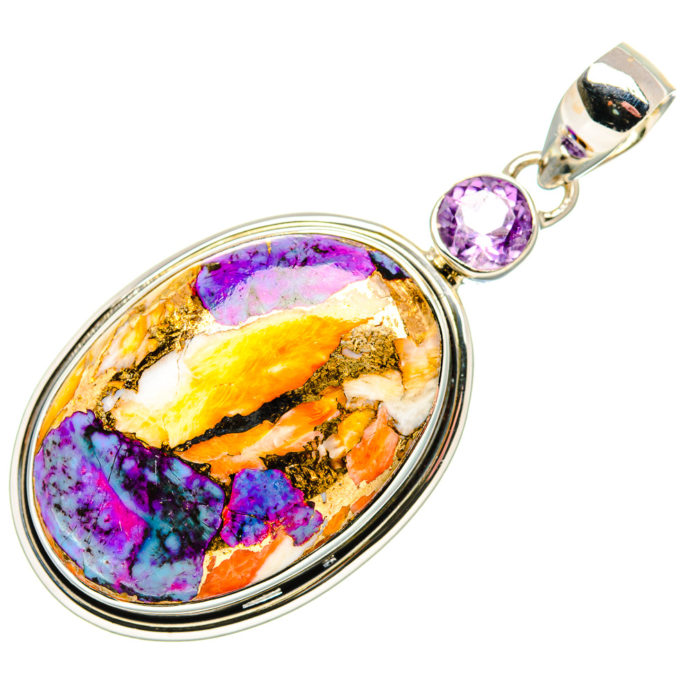 Orange Purple Copper Composite Turquoise Pendants handcrafted by Anasilvercos - PD35523 - Photo 2