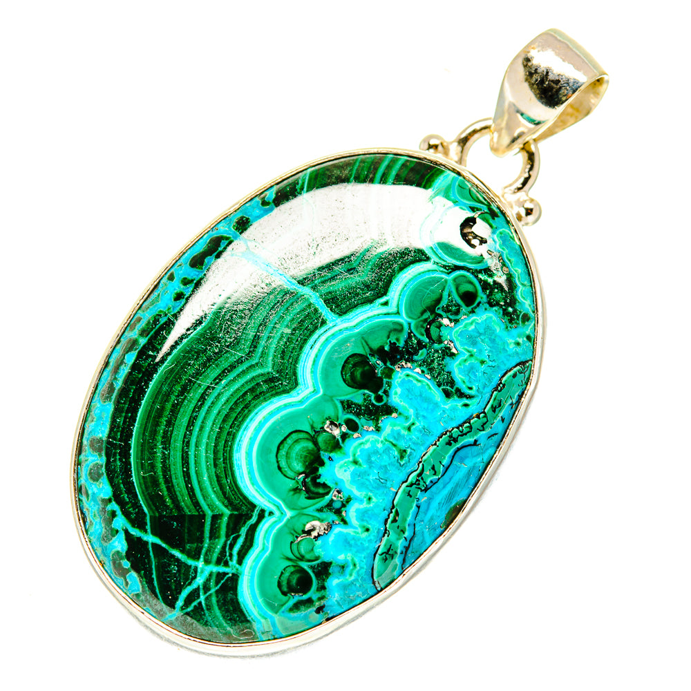 Malachite In Chrysocolla Pendants handcrafted by Anasilvercos - PD3555