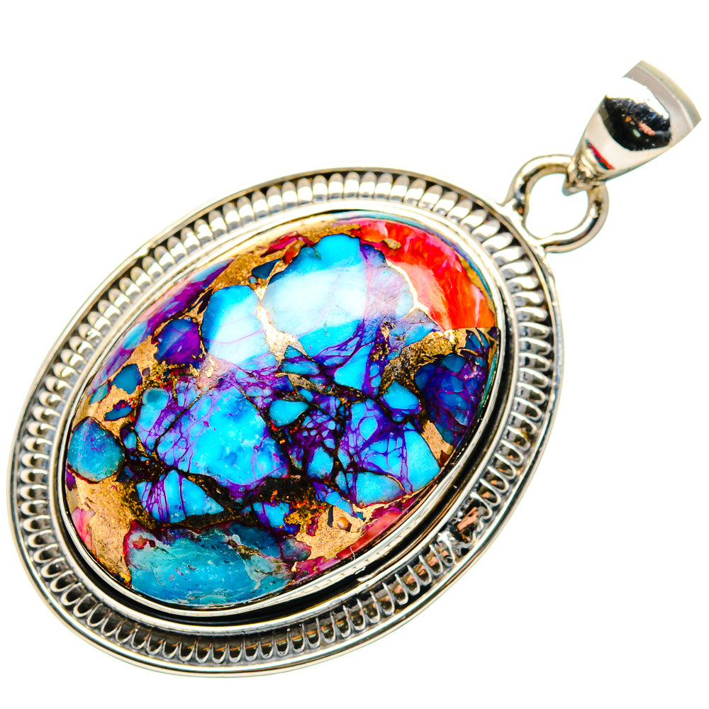 Kingman Pink Dahlia Turquoise Pendants handcrafted by Anasilvercos - PD35619 - Photo 2