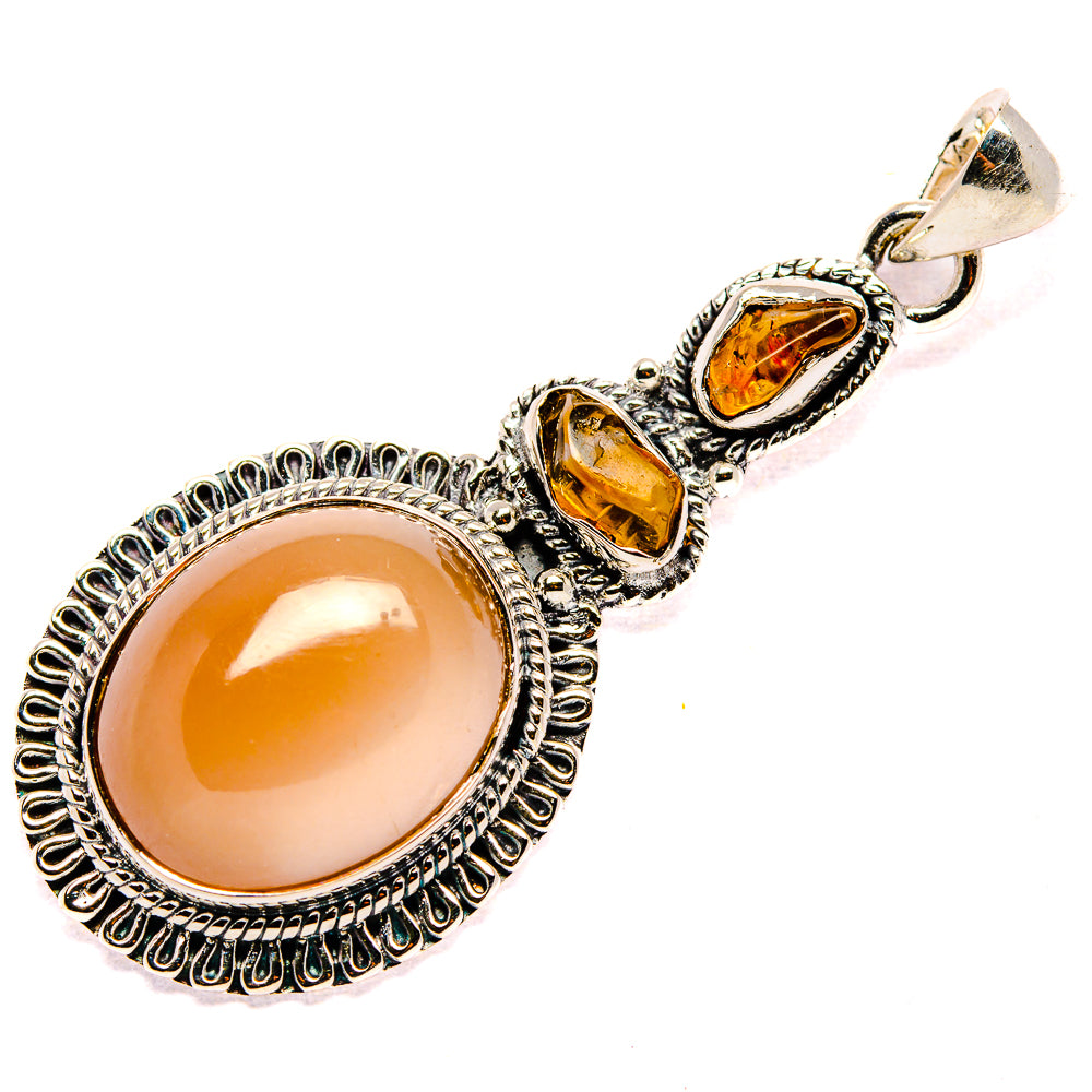 Peach Moonstone Pendants handcrafted by Anasilvercos - PD35651 - Photo 2