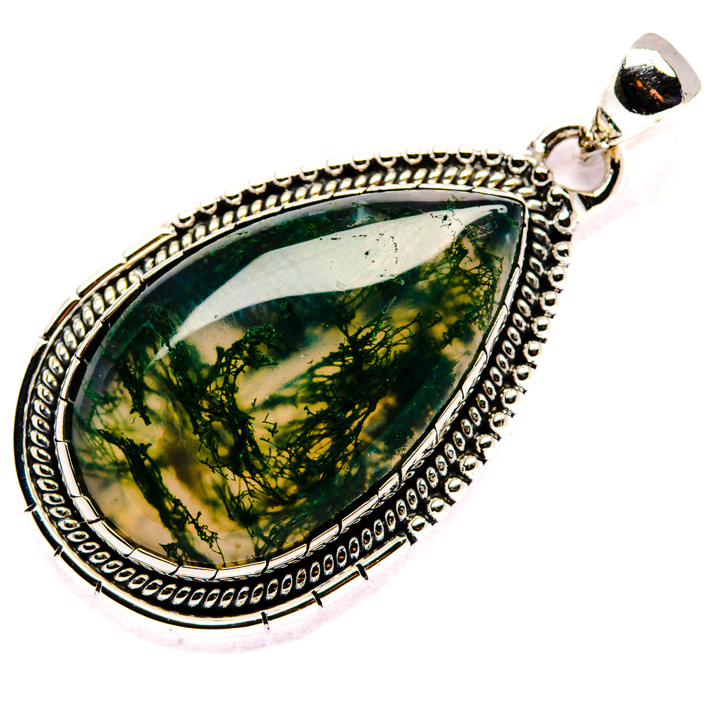 Green Moss Agate Pendants handcrafted by Anasilvercos - PD35652 - Photo 2