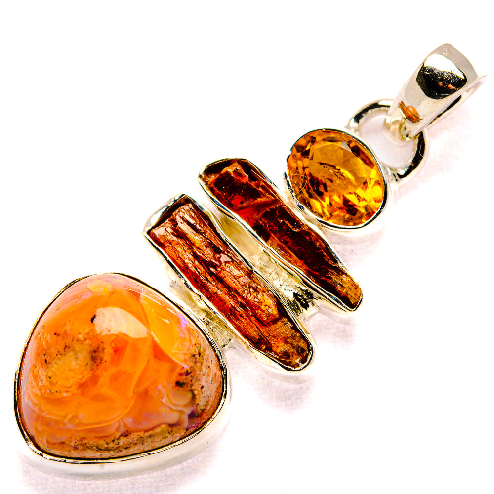 Mexican Fire Opal Pendants handcrafted by Anasilvercos - PD35699 - Photo 2