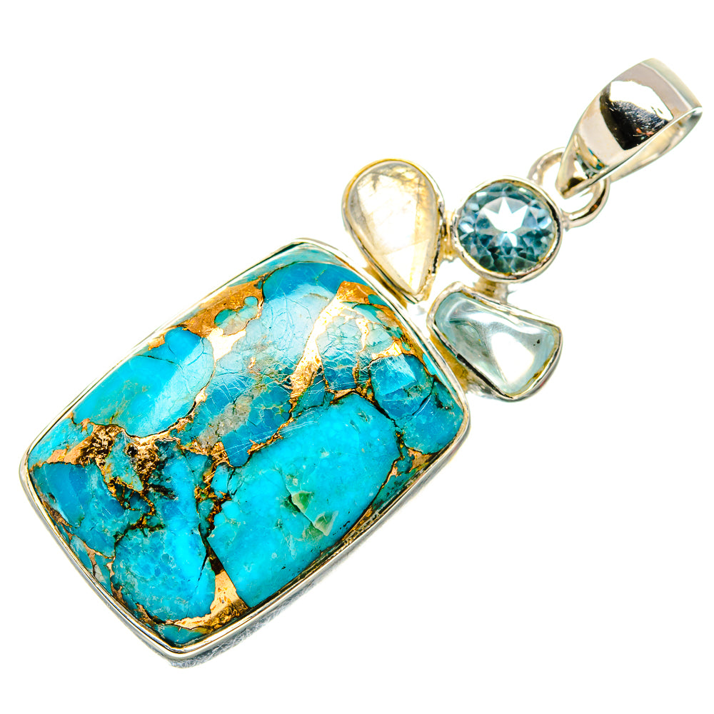 Blue Copper Composite Turquoise Pendants handcrafted by Anasilvercos - PD35747 - Photo 2