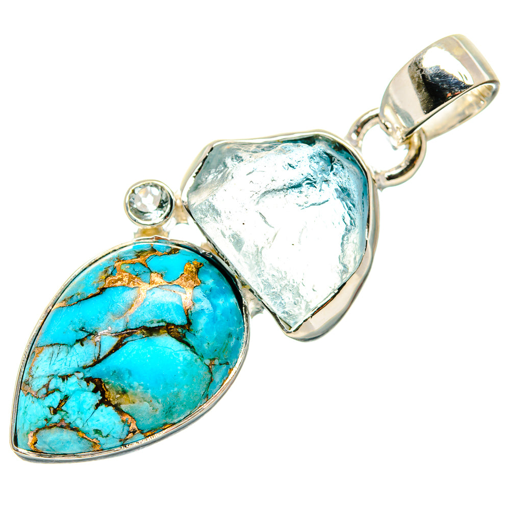 Blue Copper Composite Turquoise Pendants handcrafted by Anasilvercos - PD35840 - Photo 2