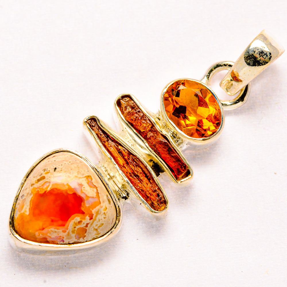 Mexican Fire Opal Pendants handcrafted by Anasilvercos - PD35875 - Photo 2