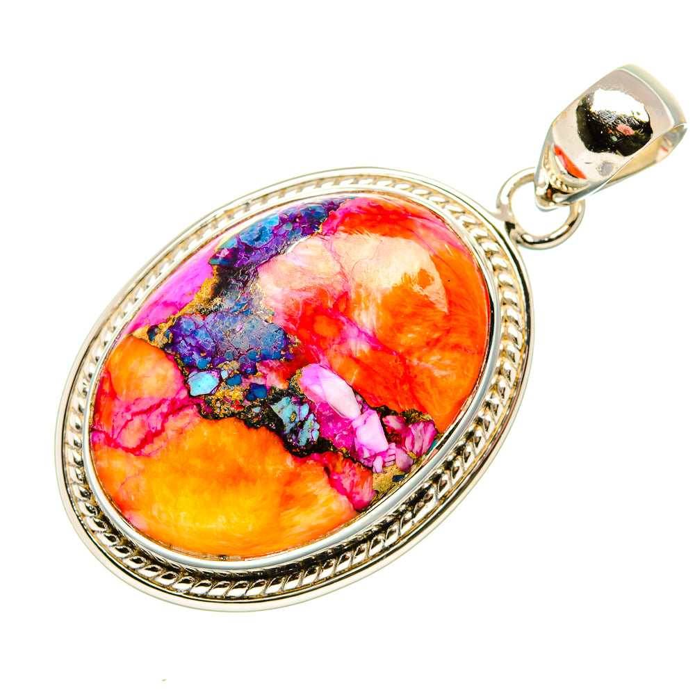 Kingman Pink Dahlia Turquoise Pendants handcrafted by Anasilvercos - PD35925 - Photo 2