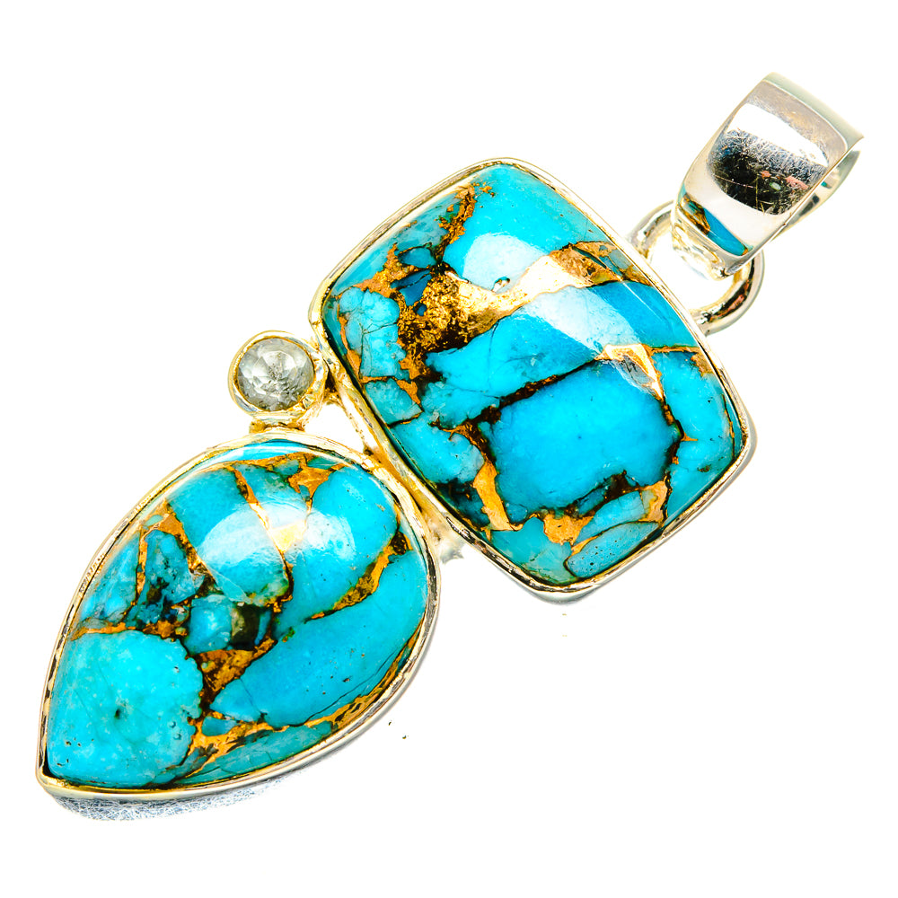 Blue Copper Composite Turquoise Pendants handcrafted by Anasilvercos - PD35932 - Photo 2