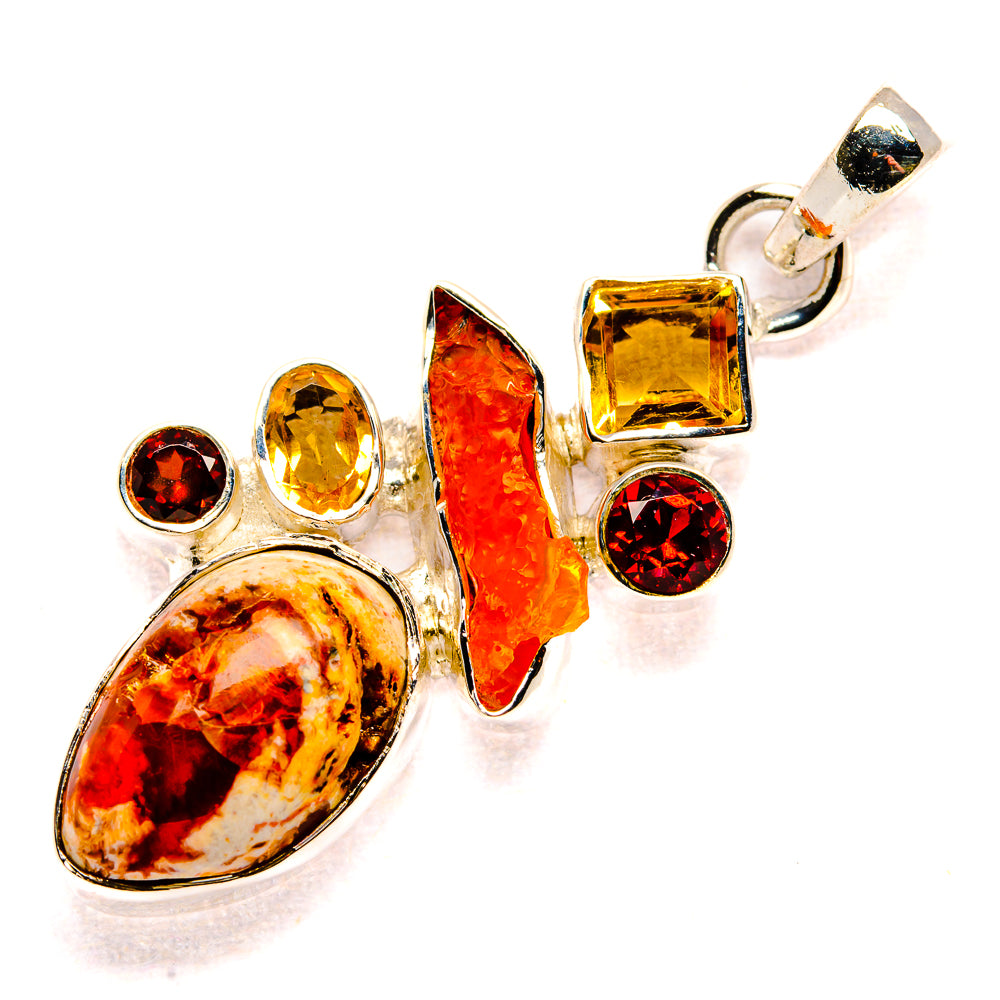 Mexican Fire Opal Pendants handcrafted by Anasilvercos - PD35967 - Photo 2