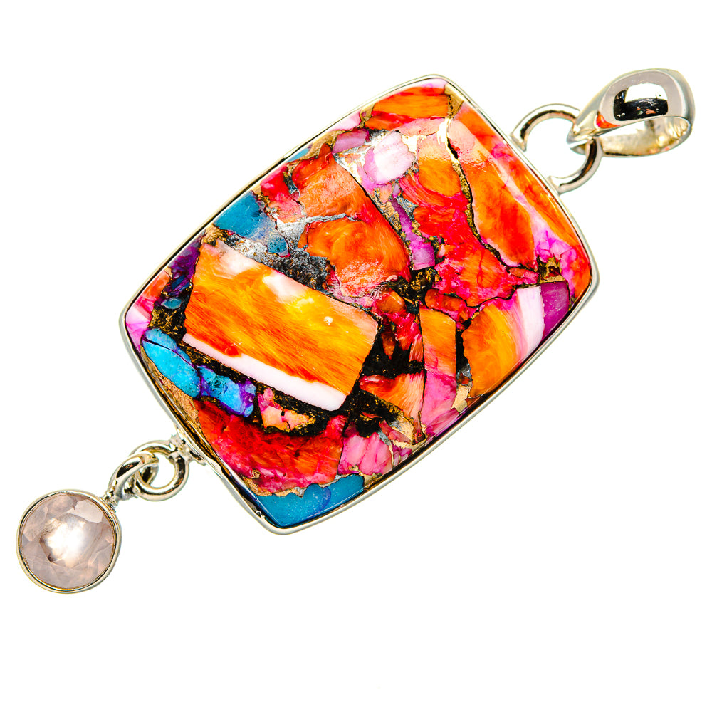 Kingman Pink Dahlia Turquoise Pendants handcrafted by Anasilvercos - PD36152 - Photo 2