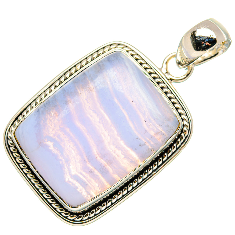 Blue Lace Agate Pendants handcrafted by Anasilvercos - PD36199 - Photo 2