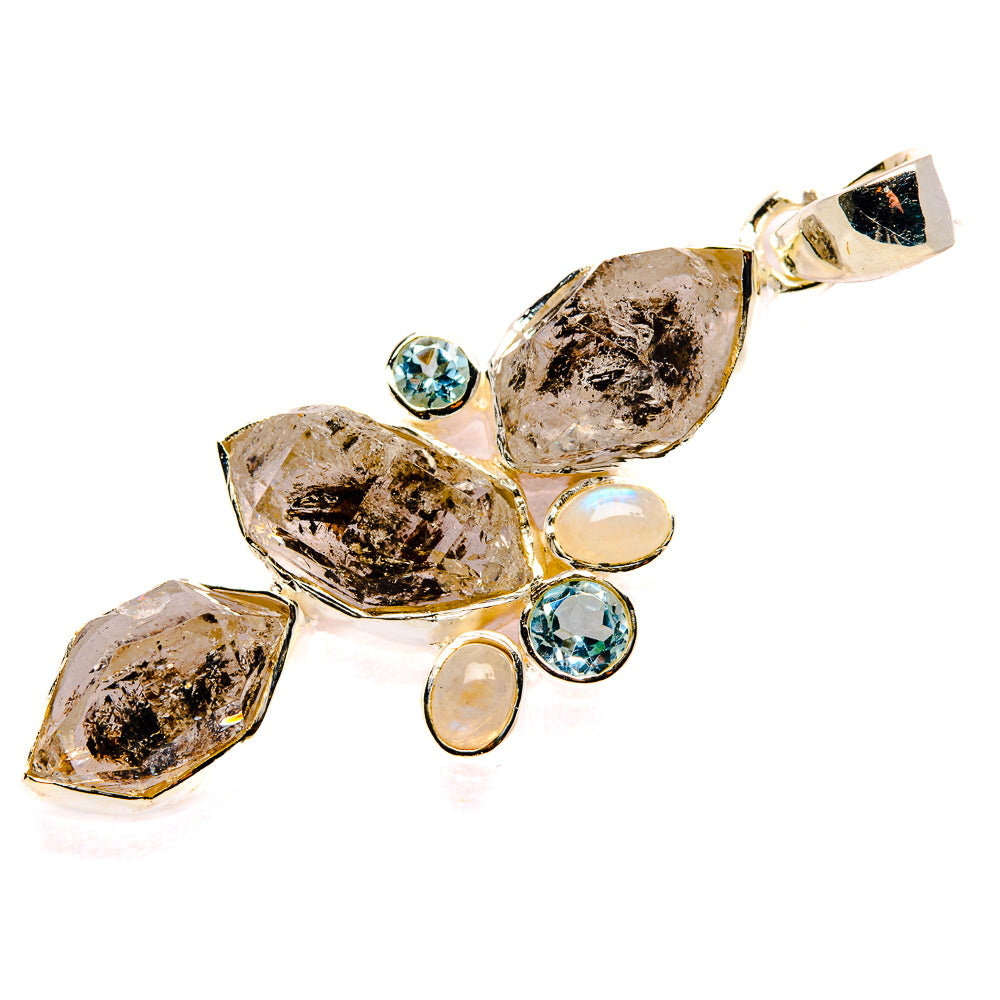 Herkimer Diamond, Blue Topaz, Rainbow Moonstone Pendants handcrafted by Anasilvercos - PD36204 - Photo 2