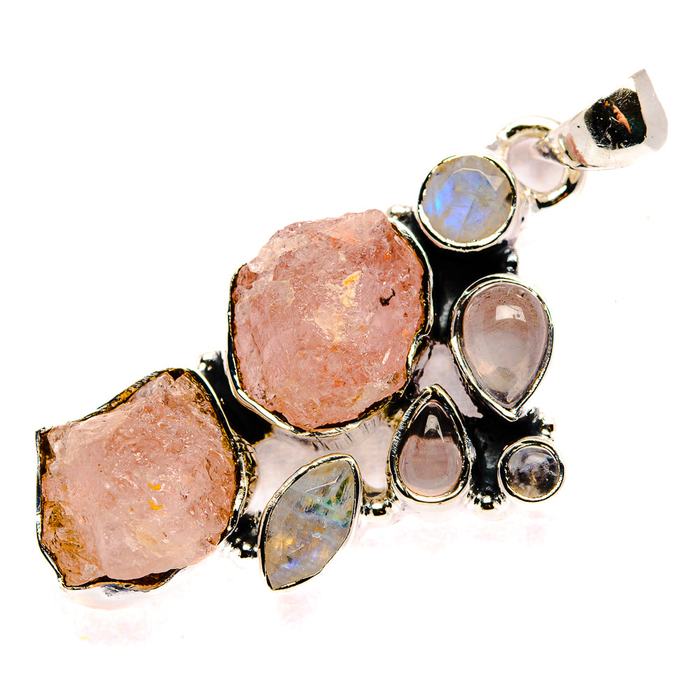 Rose Quartz, Rainbow Moonstone Pendants handcrafted by Anasilvercos - PD36212 - Photo 2