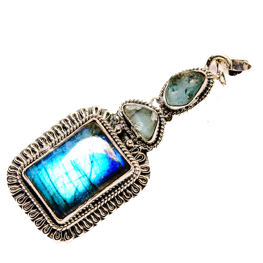 Labradorite, Aquamarine Pendants handcrafted by Anasilvercos - PD36214 - Photo 2