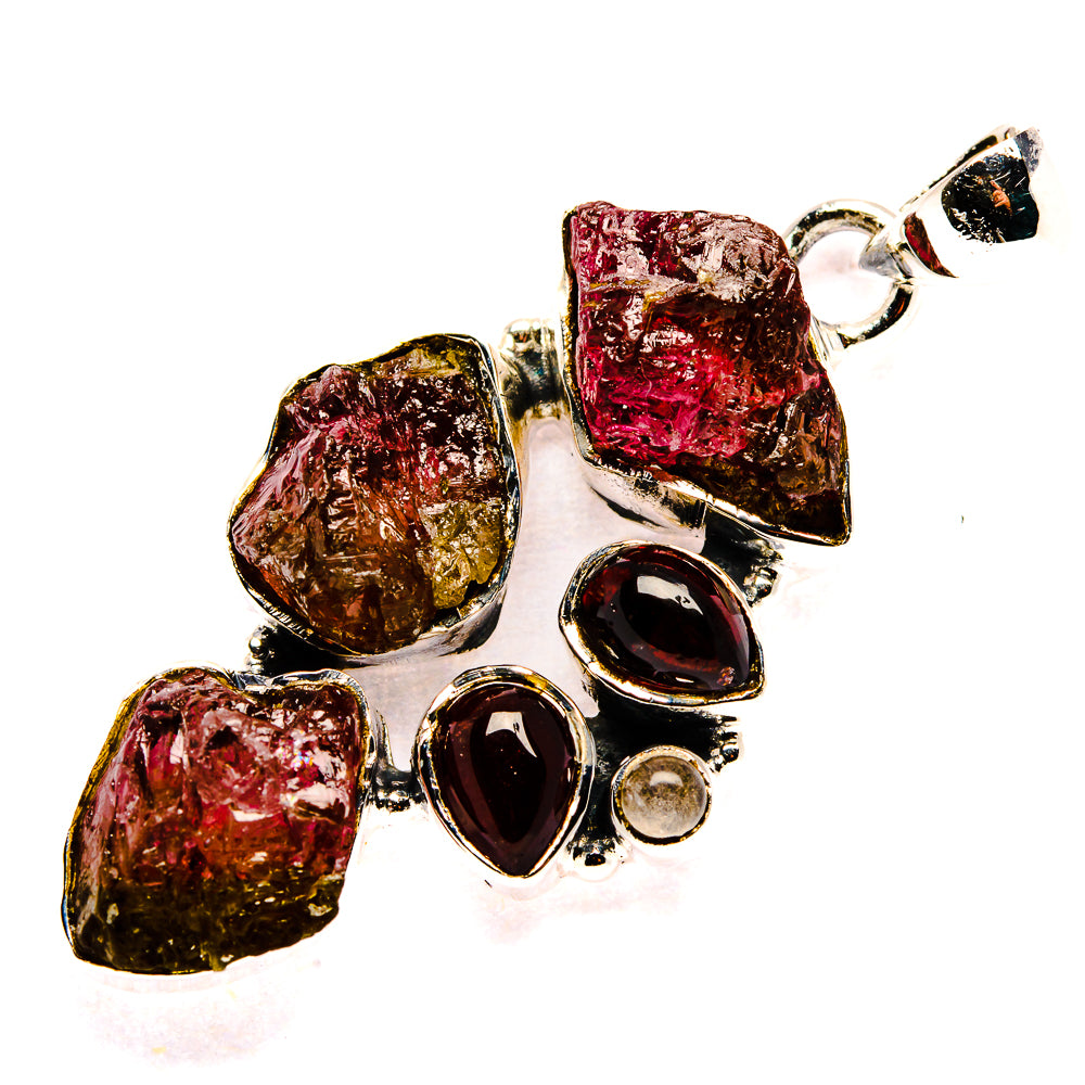 Pink Tourmaline, Garnet, Rainbow Moonstone Pendants handcrafted by Anasilvercos - PD36221 - Photo 2