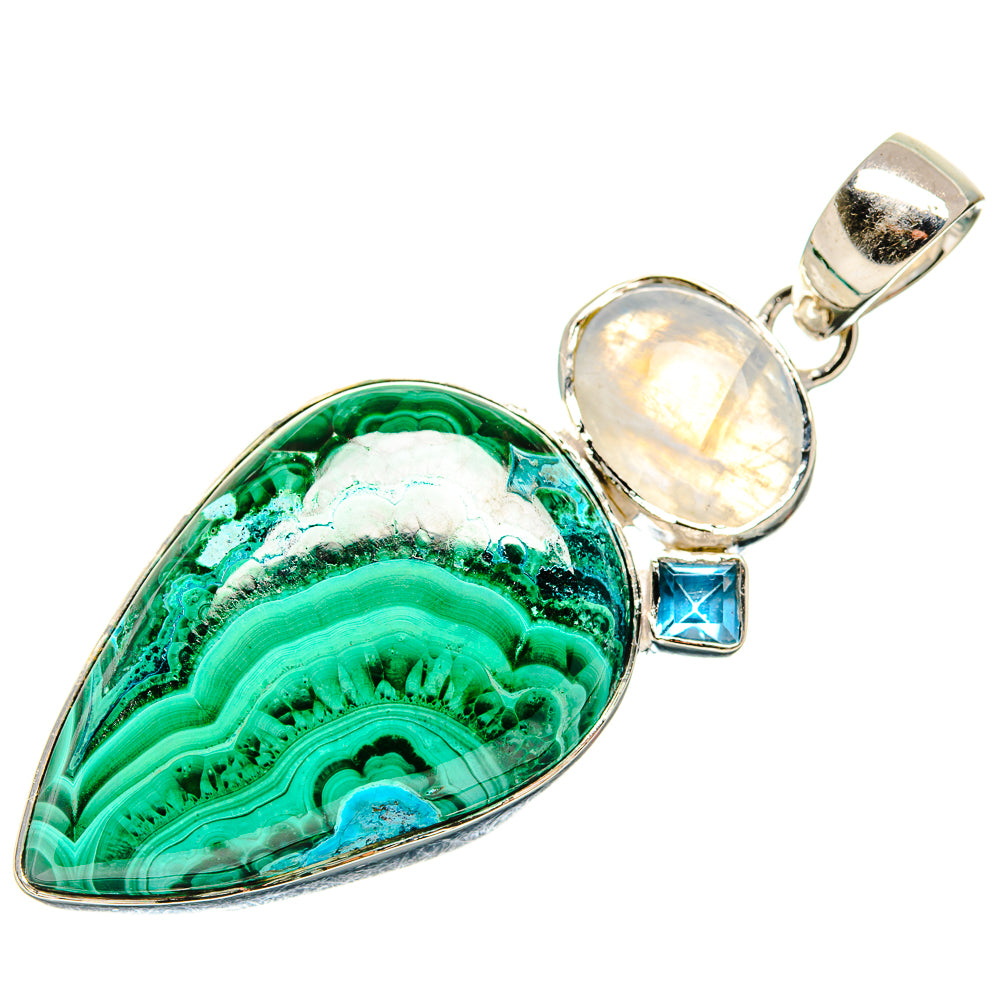 Malachite, Rainbow Moonstone, Blue Topaz Pendants handcrafted by Anasilvercos - PD36241 - Photo 2