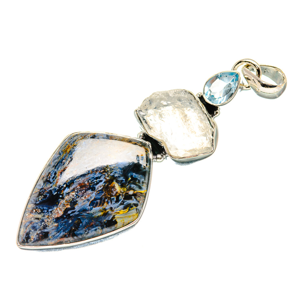 Pietersite, Rainbow Moonstone, Blue Topaz Pendants handcrafted by Anasilvercos - PD36249 - Photo 2
