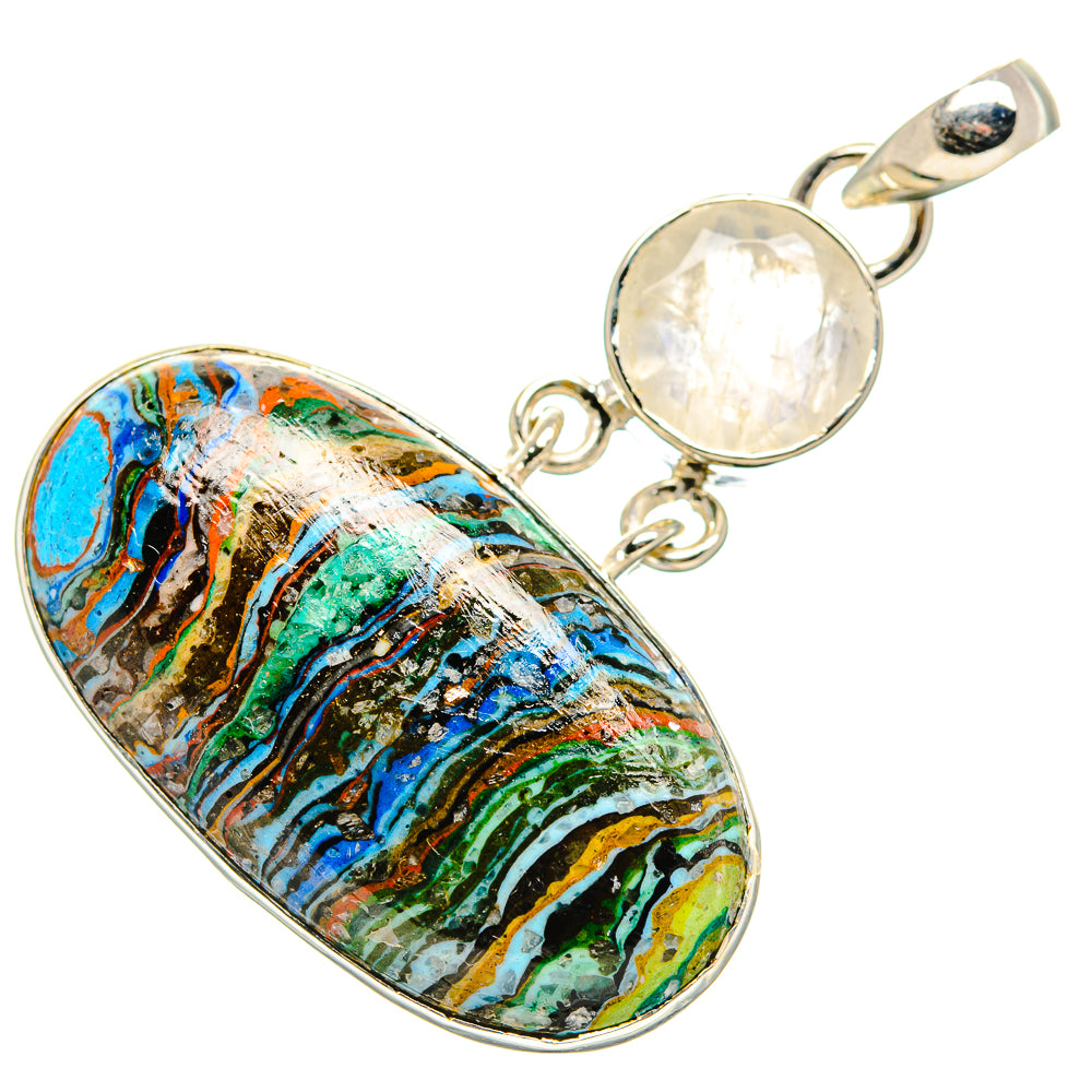 Rainbow Calsilica, Rainbow Moonstone Pendants handcrafted by Anasilvercos - PD36250 - Photo 2