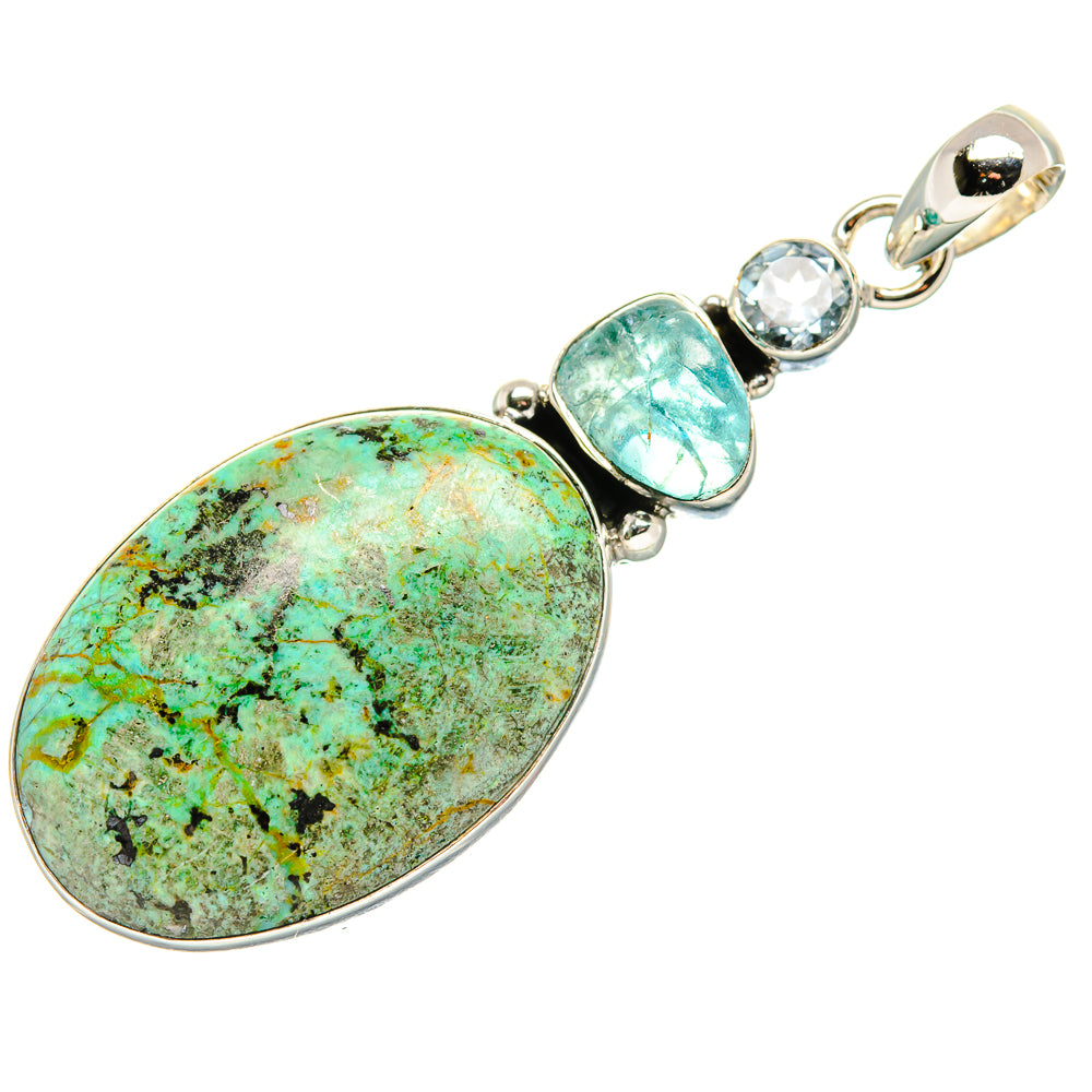 African Turquoise Jasper, Aquamarine, Blue Topaz Pendants handcrafted by Anasilvercos - PD36260 - Photo 2