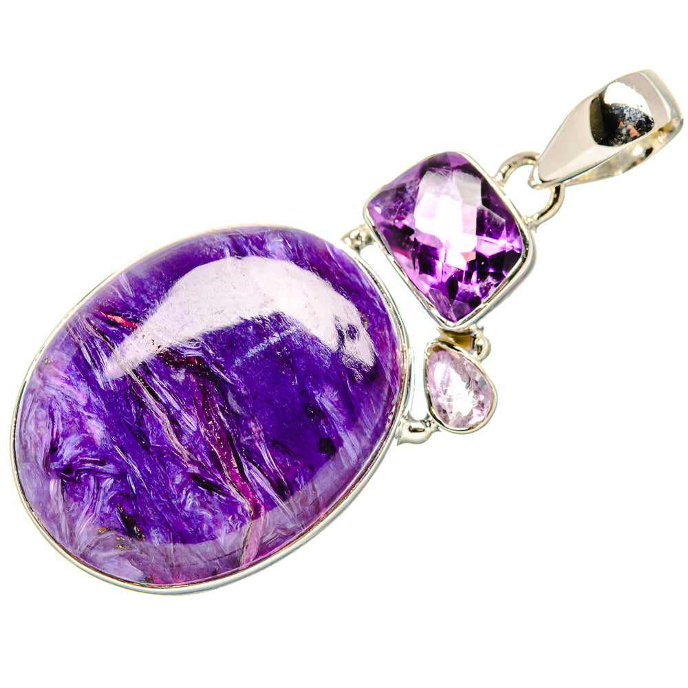 Charoite, Amethyst Pendants handcrafted by Anasilvercos - PD36264 - Photo 2