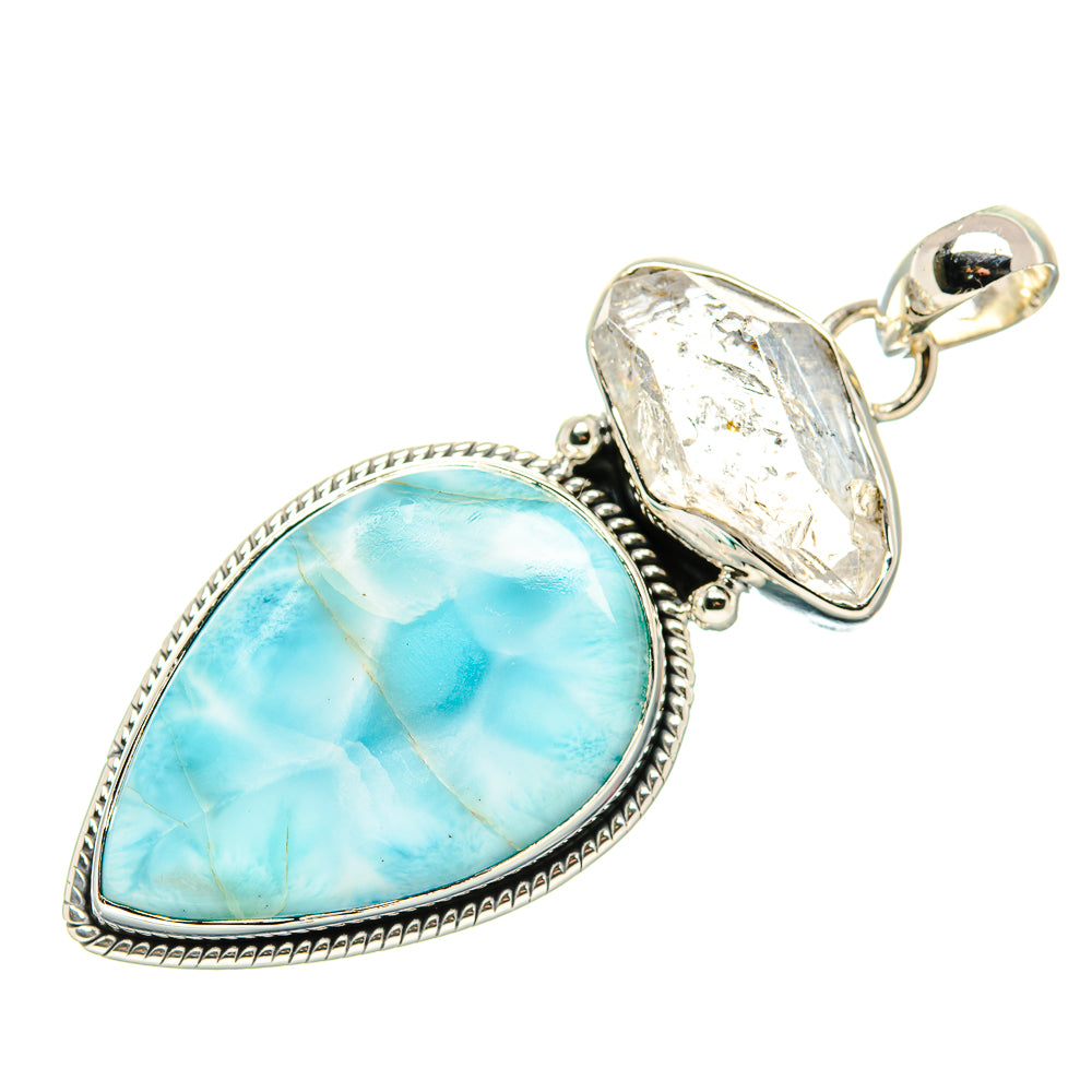 Larimar, Herkimer Diamond Pendants handcrafted by Anasilvercos - PD36279 - Photo 2