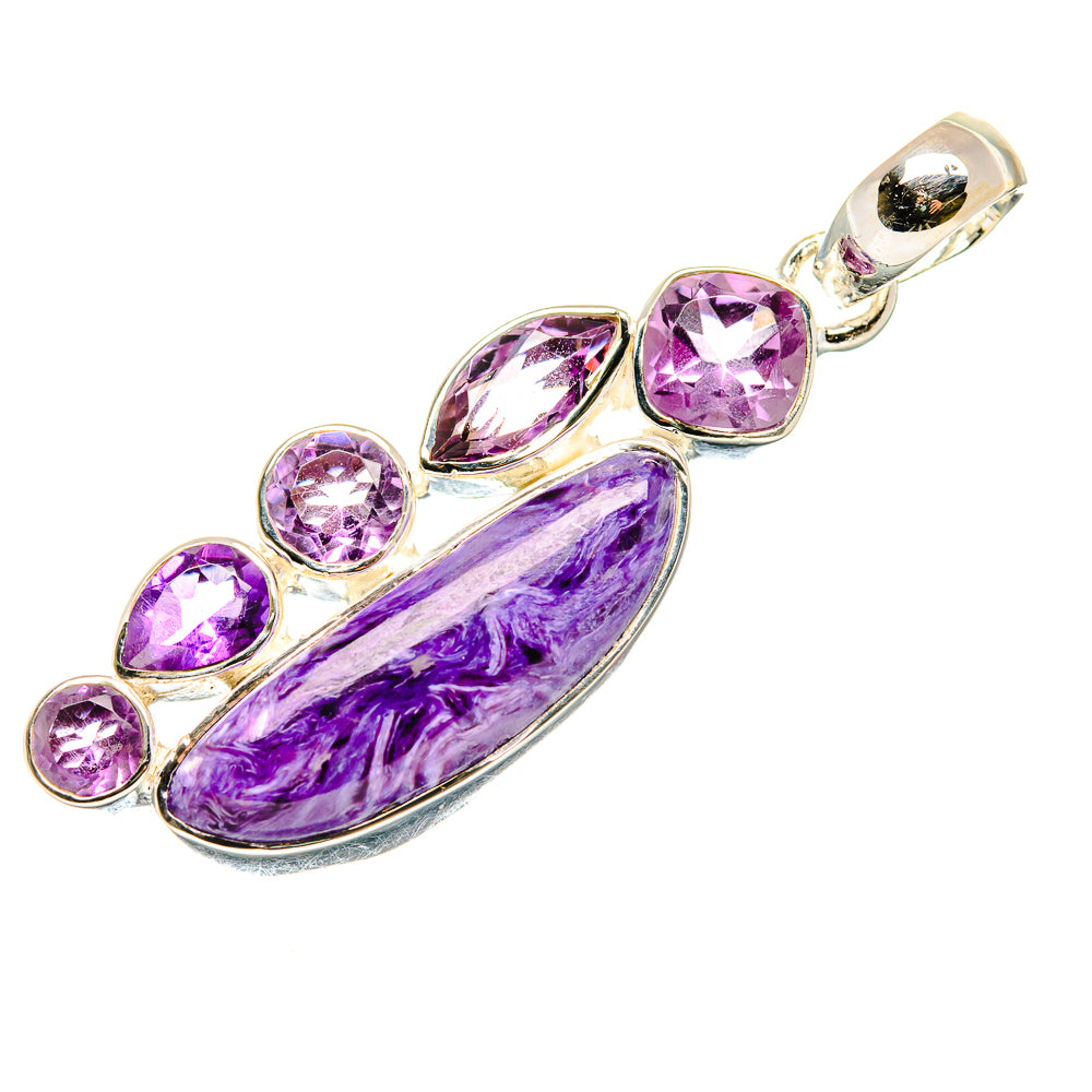 Charoite, Amethyst Pendants handcrafted by Anasilvercos - PD36383 - Photo 2