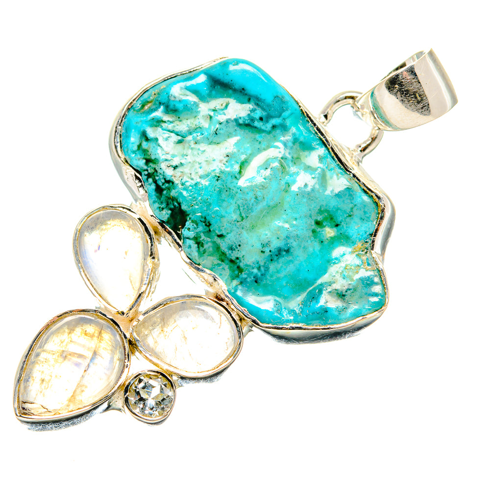 Turquoise, Rainbow Moonstone, White Quartz Pendants handcrafted by Anasilvercos - PD36387 - Photo 2