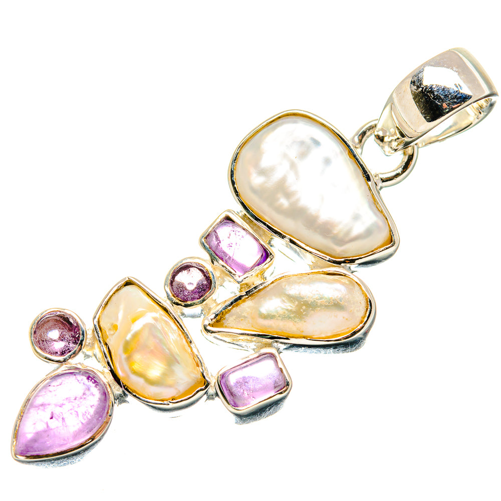 Mother Of Pearl, Amethyst Pendants handcrafted by Anasilvercos - PD36388 - Photo 2