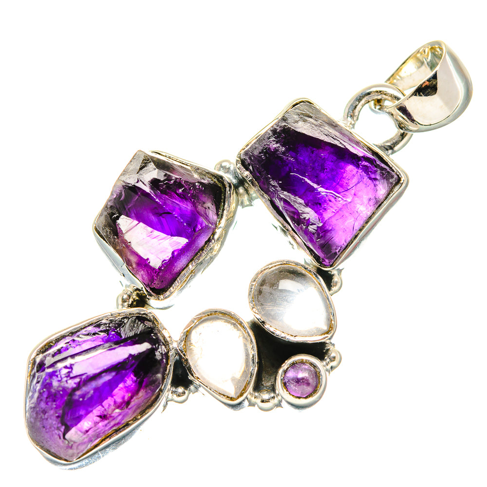 Amethyst, Rainbow Moonstone Pendants handcrafted by Anasilvercos - PD36389 - Photo 2