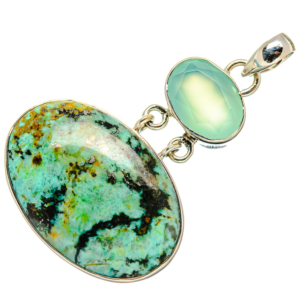 African Turquoise Jasper, Aqua Chalcedony Pendants handcrafted by Anasilvercos - PD36393 - Photo 2