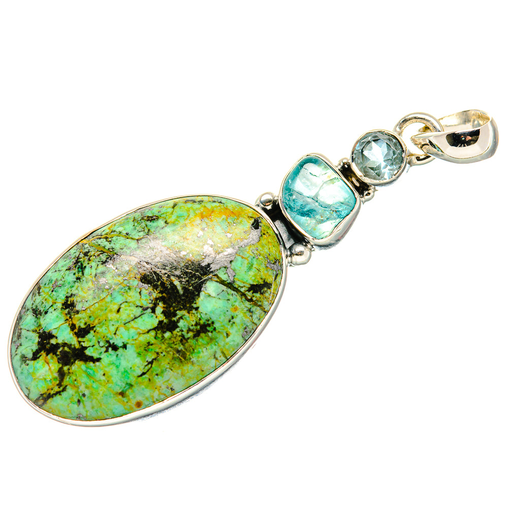 African Turquoise Jasper, Apatite, Blue Topaz Pendants handcrafted by Anasilvercos - PD36405 - Photo 2