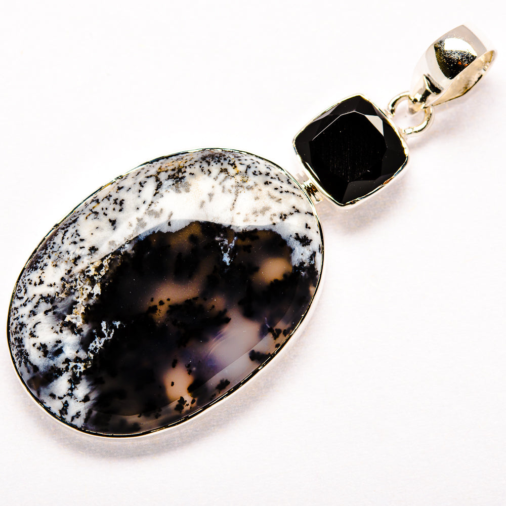 Dendritic Opal, Black Onyx Pendants handcrafted by Anasilvercos - PD36414 - Photo 2