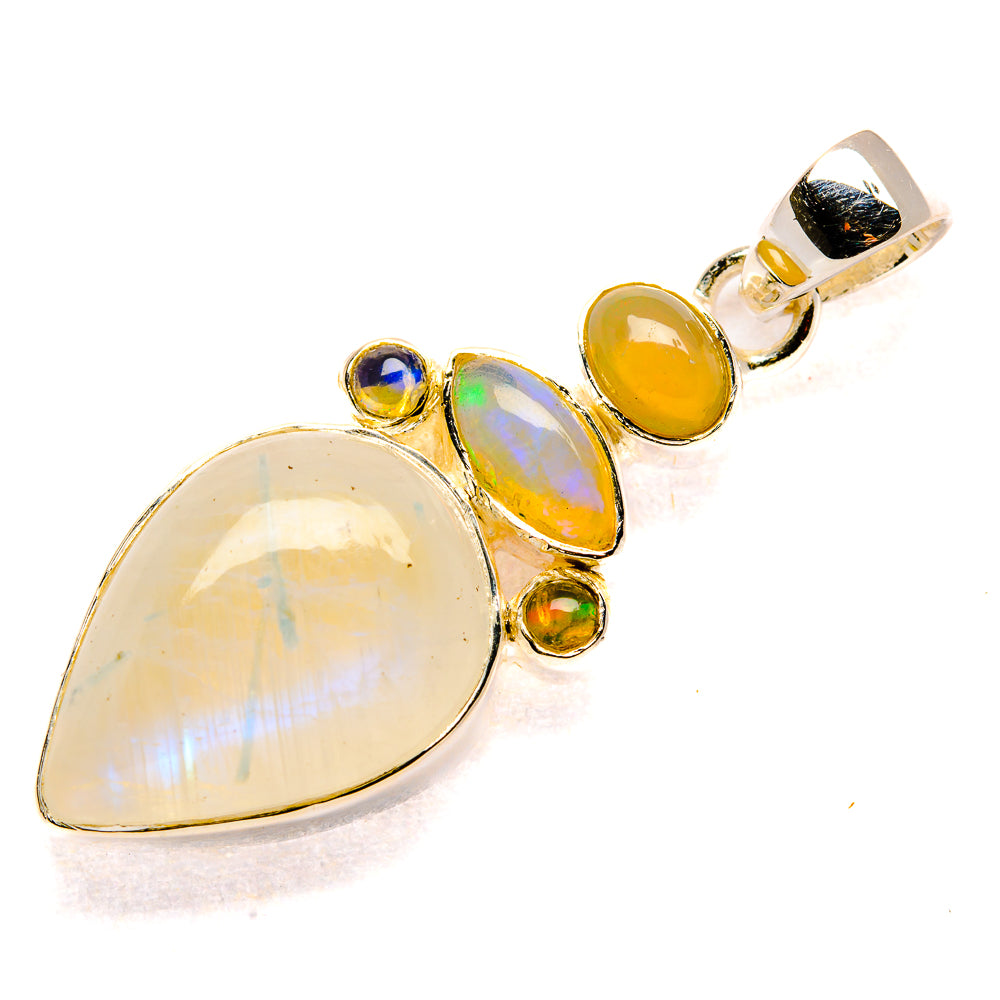 Rainbow Moonstone, Ethiopian Opal Pendants handcrafted by Anasilvercos - PD36441 - Photo 2
