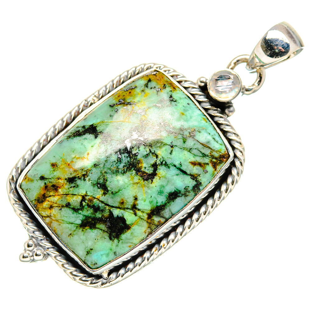 African Turquoise Jasper, White Quartz Pendants handcrafted by Anasilvercos - PD36473 - Photo 2