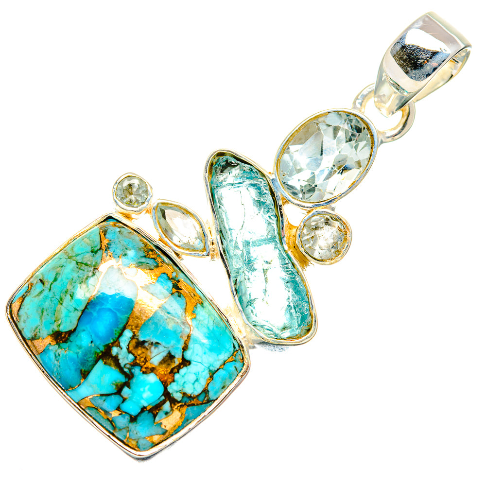 Blue Copper Composite Turquoise Pendants handcrafted by Anasilvercos - PD36489 - Photo 2