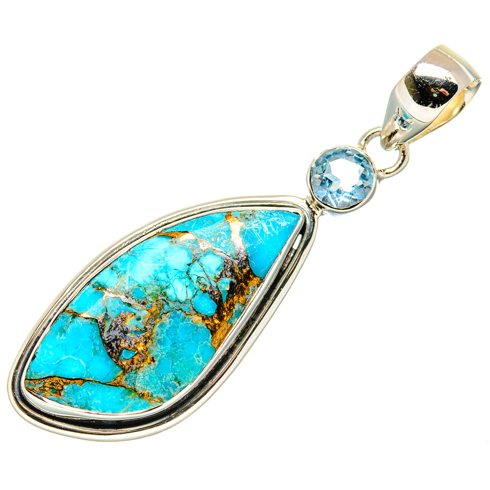 Blue Copper Composite Turquoise Pendants handcrafted by Anasilvercos - PD36519 - Photo 2
