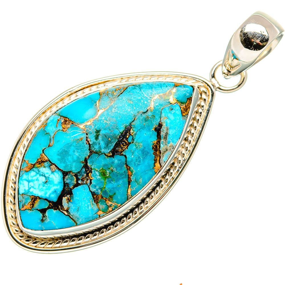Blue Copper Composite Turquoise Pendants handcrafted by Anasilvercos - PD36607 - Photo 2