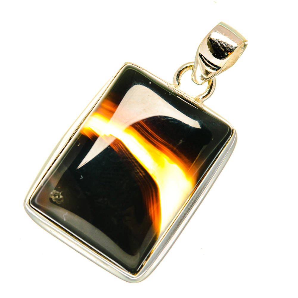 Black Botswana Agate Pendants handcrafted by Anasilvercos - PD3727