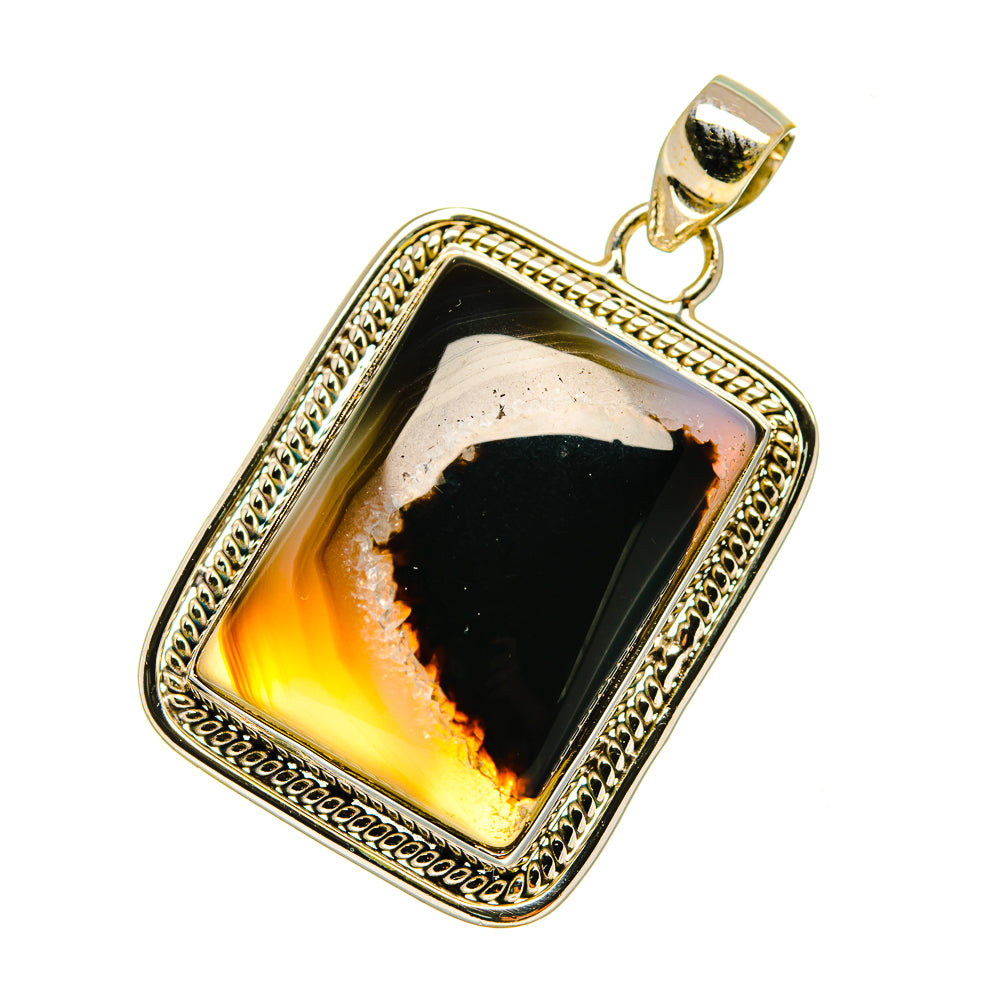 Black Botswana Agate Pendants handcrafted by Anasilvercos - PD3838