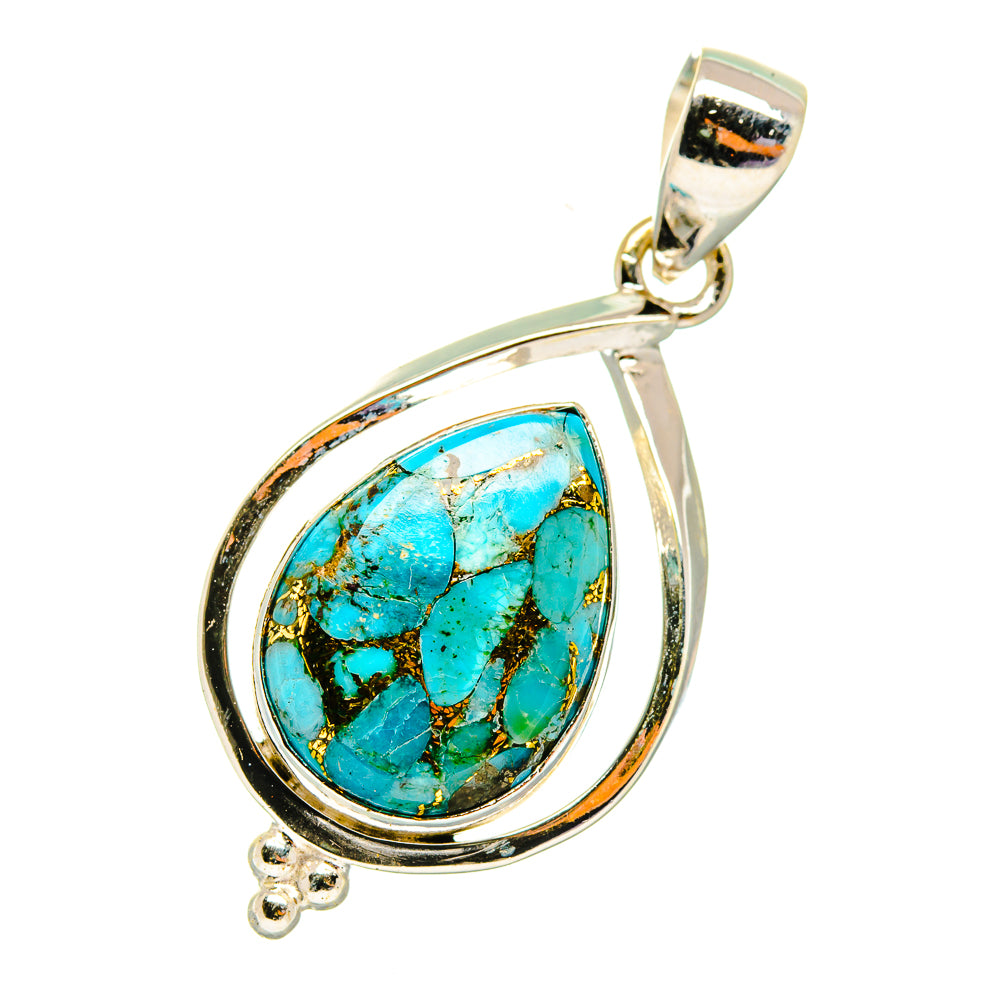 Blue Copper  Composite Turquoise Pendants handcrafted by Anasilvercos - PD3928