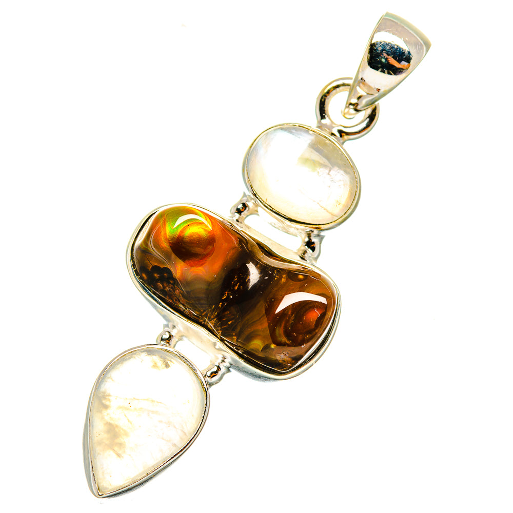 Mexican Fire Agate Pendants handcrafted by Anasilvercos - PD3968