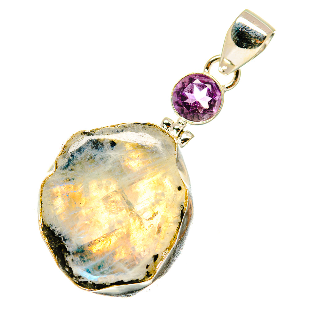 Rainbow Moonstone Pendants handcrafted by Anasilvercos - PD4106