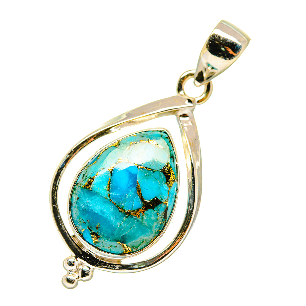 Blue Copper Composite Turquoise Pendants handcrafted by Anasilvercos - PD4128